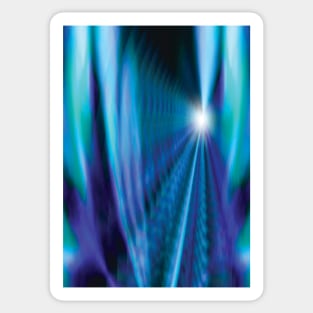 blue turquoise tunnel of rails and light rays merging Sticker